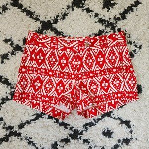 J. Crew 3" City Fit Chino Shorts Red White Ikat Pattern with Pockets